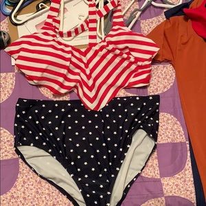 Red white and blue high waisted bikini!